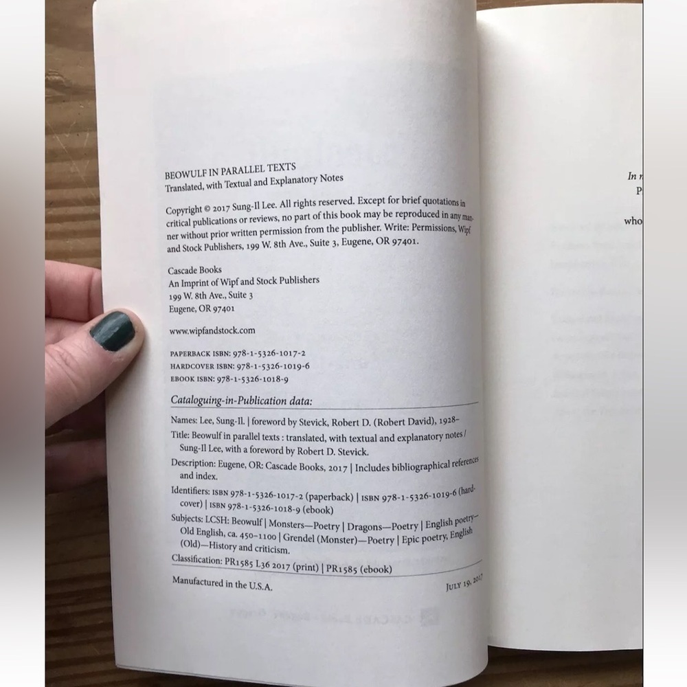Beowulf In Parallel Texts Signed By Translator Sung-Il Lee Paperback Book - Picture 6 of 7